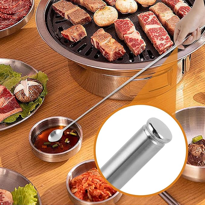 Stainless Steel Extendable Stirring Spoon - 24.4in Long Telescopic Handle for Barbecue & Tableware Supplies