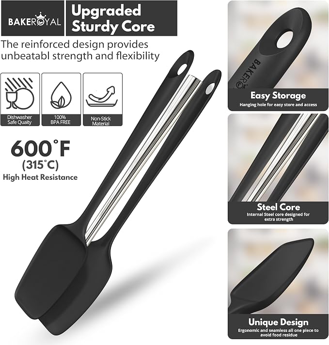 BakeRoyal Silicone Spatulas Set - Black