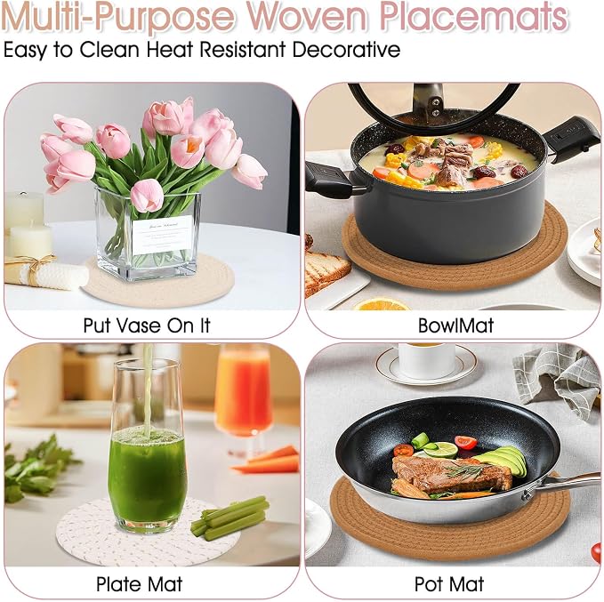 Billbotk Trivets for Hot Pots and Pans, 6 Pieces Boho Rivets for Hot Dishes, Pot Holders for Kitchen, Hot Pads for Countertops, Fall Decorations for Home, 11.8 Inches and 7 Inches ﻿