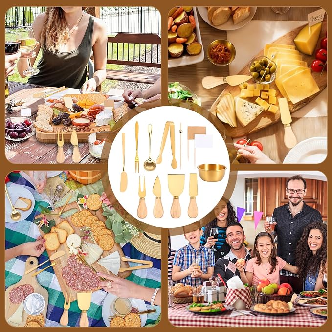 188Pcs Charcuterie Utensils Set,Charcuterie Boards Accessories Set Bulk,Mini Cheese Butter Spreader Knives Stainless Steel Cutlery Tongs Spoons Forks Bowls Wooden Toothpicks for Kitchen Wedding Party