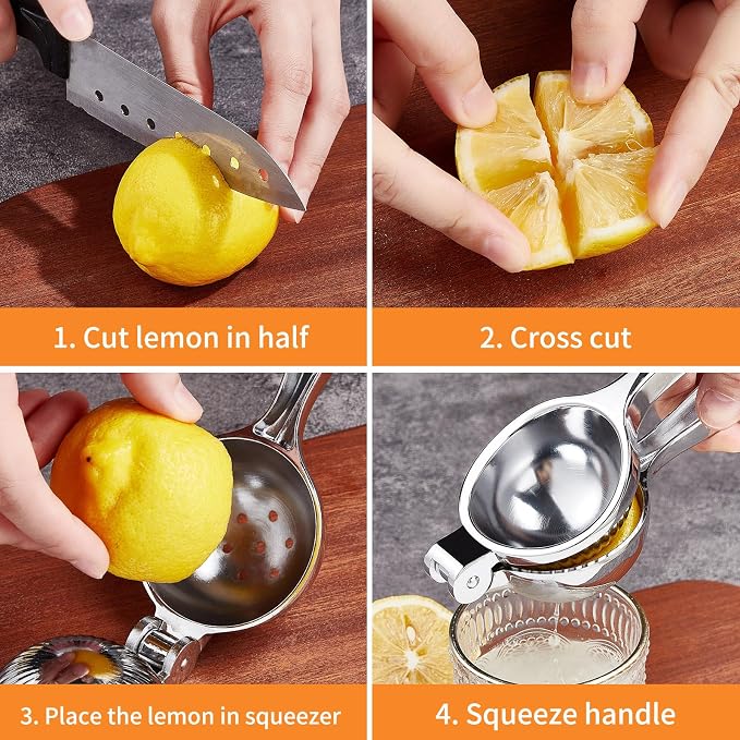 GIUOIDUOPremium Lemon Squeezer, Large Heavy Duty Handhelp Juicer for LemonSqueezer, Stainless Steel Hand Press Citrus Juicer, Lime Squeezer Bar Tool, Manual Citrus Press