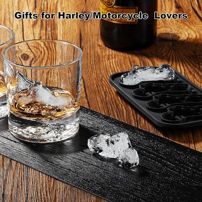 ACOOKEE Novelty Motorcycle Ice Cube Mold, Funny Motorcycle Gifts for Men, Holiday Stocking Stuffers for Men, Large Ice Cube Molds for Whiskey, Bourbon, Cocktails