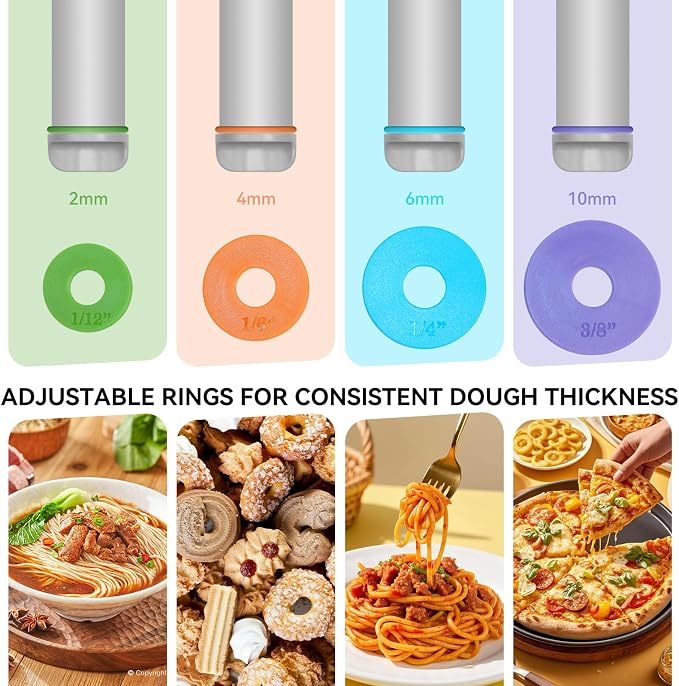 Silicone 9-Inch Adjustable Rolling Pin with 4 Thickness Rings, for Baking,Pizza, Cookie,Pastry, Pie,Baking Supplies for Cookie Fondant Pizza Cake Pasta（Gray）