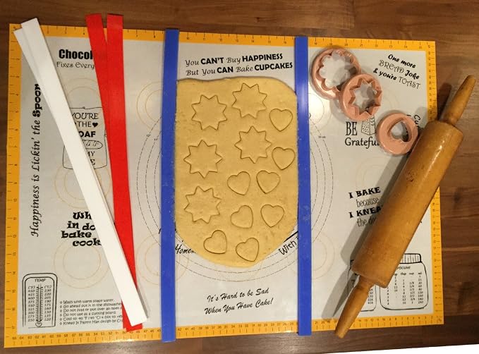 Set of 3-100% Silicone Measuring Dough Strips/Perfection Sticks/Rolling Pin Guides/Dough Guides/Pastry Ruler, Length 18 inches/3 Sizes