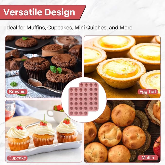 2-Pack Healthy Baking Cupcake Pan| Non Stick 12-Cup Muffin Pan | Durable & Easy Clean Muffin Tin | Perfect for Cupcakes, Muffins (Beige)
