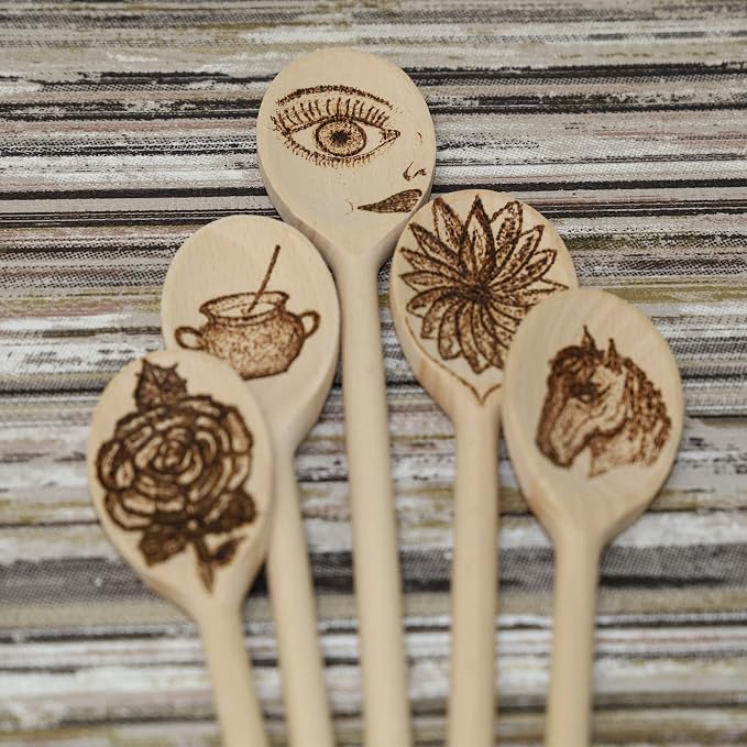 Set of 12 Wooden Spoons (10-Inch) – Natural Beechwood Mixing Spoons for Cooking, Baking & Stirring – Durable 0.45" Thick Handle & 1.9" Wide Head – Scratch-Free Utensils for Nonstick Cookware