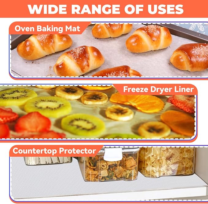 16IN x 6FT Silicone Baking Mat Roll - Large Food Grade Silicone Sheet Heat Resistant for Oven Freeze Dryer Liner, Non-stick Pastry Mat, Non-slip Kitchen Countertop Protector