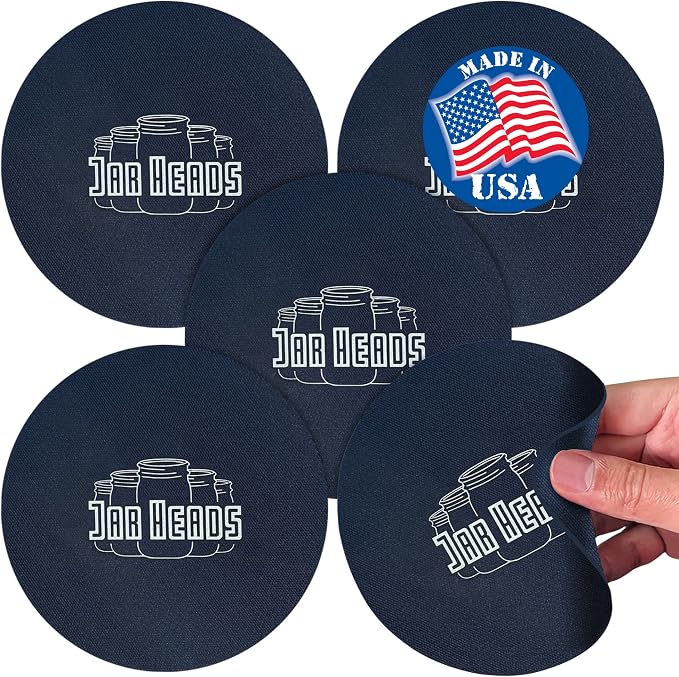 JAR HEADS Rubber Jar Opener Gripper Pad 5 Pack - Thick 5 Inch Grippers for Opening Jars Made in the USA - Jar Opener for Weak Hands & Seniors with Arthritis (Navy, 5 Pack)
