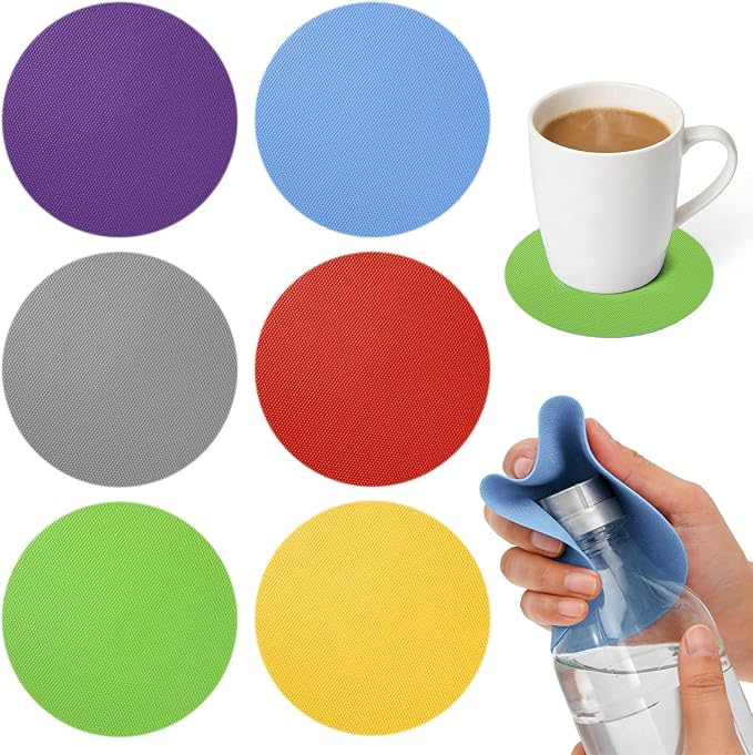 MAQIHAN Jar Opener Gripper Pad - 6 PCS Jar Grippers with Non Slip Grip | Rubber Bottle Opener for Seniors, Arthritis, Weak Hands, Multi-Function Gripper Pad for Tight Lids & Caps, 6 Colors