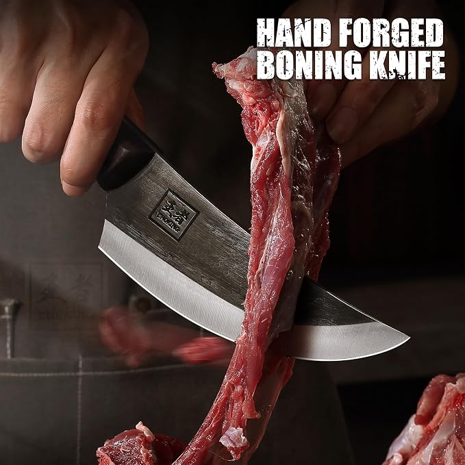ENOKING Mini Viking Knife, 5.9 Inch Japanese Chef Butcher Knife, Meat Cutting with Sheath Hand Forged, Full Tang Meat Cleaver for Home Kitchen & Outdoor