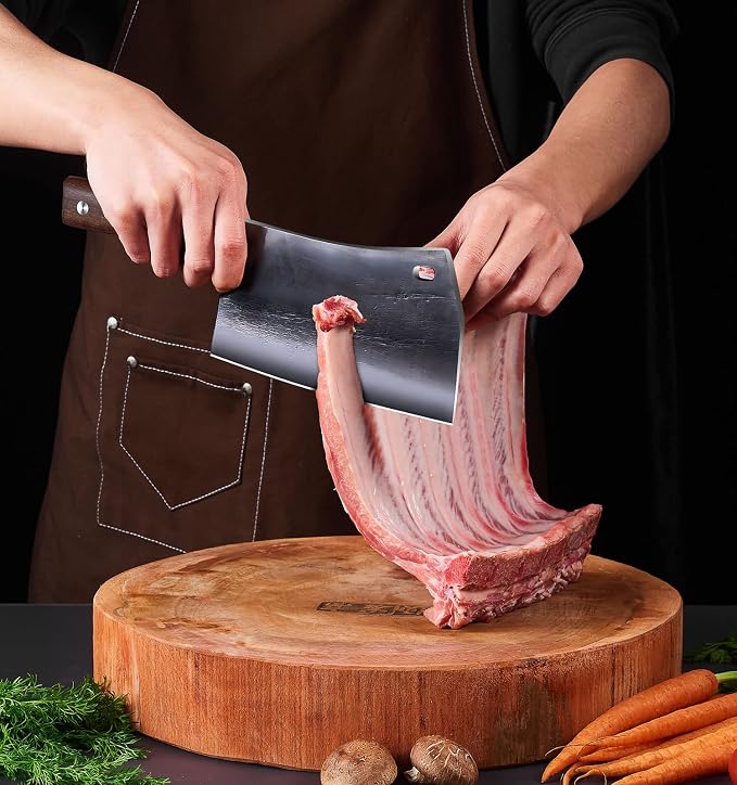 ENOKING 7.5″ Cleaver Knife, Chef’s Knives – Hand Forged, German High Carbon Stainless Steel Butcher Knife with Full Tang Handle for Home Kitchen & Restaurant