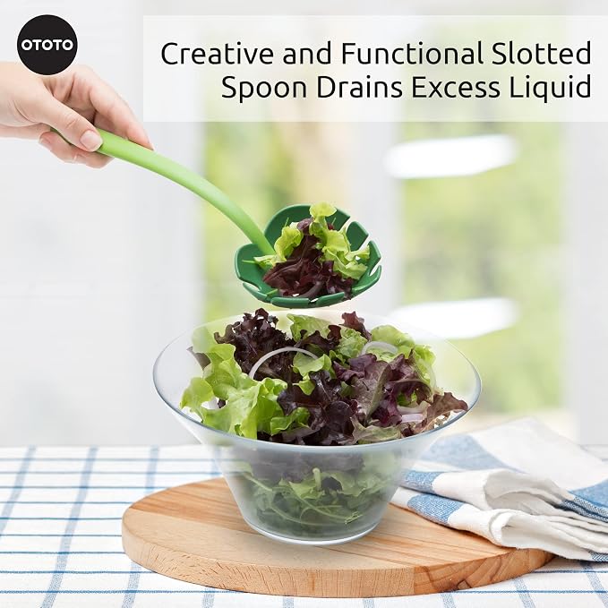 OTOTO Pasta Spoon - Spaghetti Spoon, Pasta Fork, Pasta Server, Monstera Ladle - Dishwasher Safe & Heat Resistant - Fun Kitchen Gadgets, Unique Gifts for Cooking (Jungle Spoon)