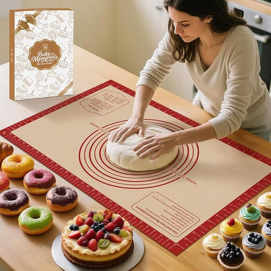 Silicone Baking Mat, Reusable Non-Stick Pastry Mat for Rolling Out Dough, Pizza Crust Pie Baking Mat, Cookies, Cake, Bread, Chocolate, Pastry, Oven Mat