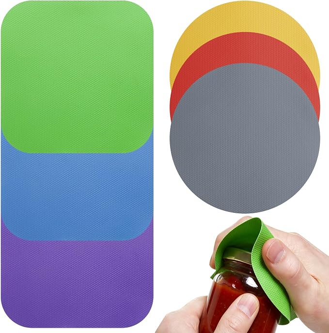 6 Pcs Jar Opener,Bottle Opener,Rubber Jar Openers for Seniors with Arthritis Weak Hands, Anti-Slip Gripper Pads for Bottles Cans Lids, Dual-Shape Kitchen Gadgets with Heat Insulation(6 Colors)