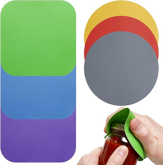 6 Pcs Jar Opener,Bottle Opener,Rubber Jar Openers for Seniors with Arthritis Weak Hands, Anti-Slip Gripper Pads for Bottles Cans Lids, Dual-Shape Kitchen Gadgets with Heat Insulation(6 Colors)