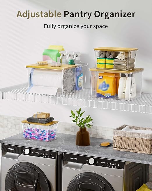 iCASA 3 in 1 Trash Bag Holder Garbage Bags Dispenser Under Sink Organizer | Stackable Trash Bag Organizer for 13/30/33 Gallon Bags, Clear Storage Bins for Kitchen, Cabinet, Laundry Room Organization