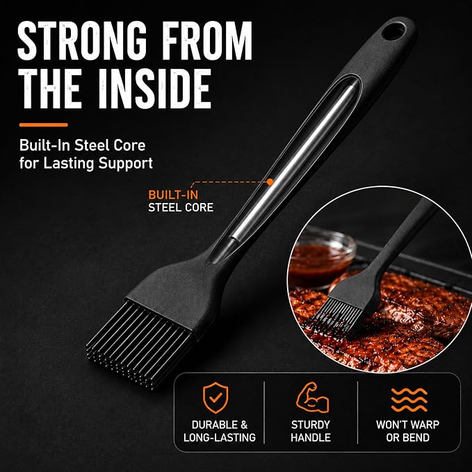 Silicone Basting Pastry Brush for Baking Bbq Spread Oil Butter | 2 Pack Cooking Kitchen Brushes, Heat Resistant BPA free, Dishwasher Safe