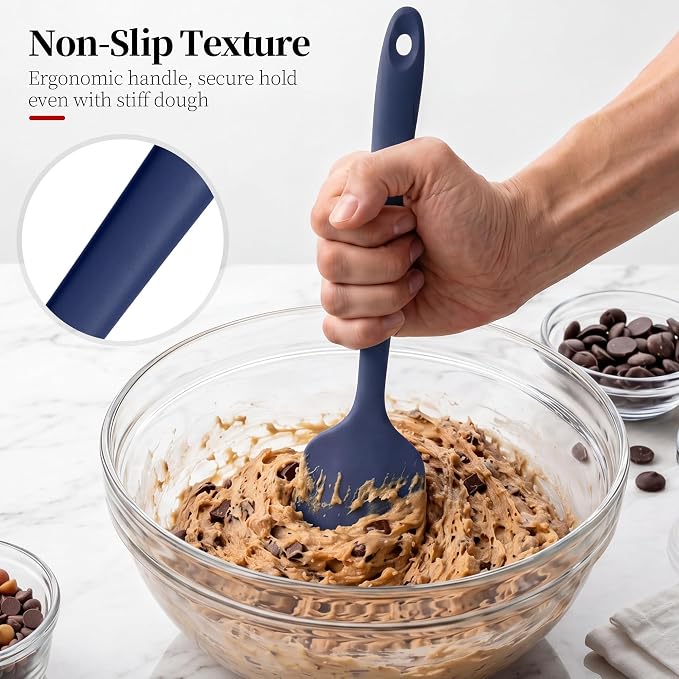 600ºF Heat Resistant Large Baking Silicone Spatula, Midnight Blue | 11.34in High Heat Food Safe Flexible Kitchen Silicone Scraper for Cooking Mixing Scraping Stirring Nonstick Cookware Pan Bowl
