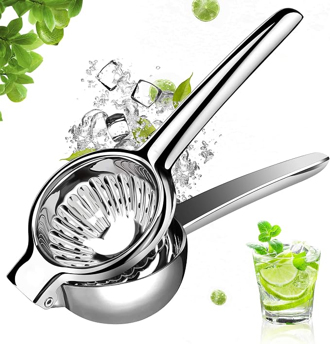 Lydia's Deal Lemon Juicer Squeezer Stainless Steel Manual Citrus Juicer Hand Press Juice Extractor Non-Slip Grip Design Medium Lemon Juicer for Juicing Lemon, Limes, Oranges, Pomegranate
