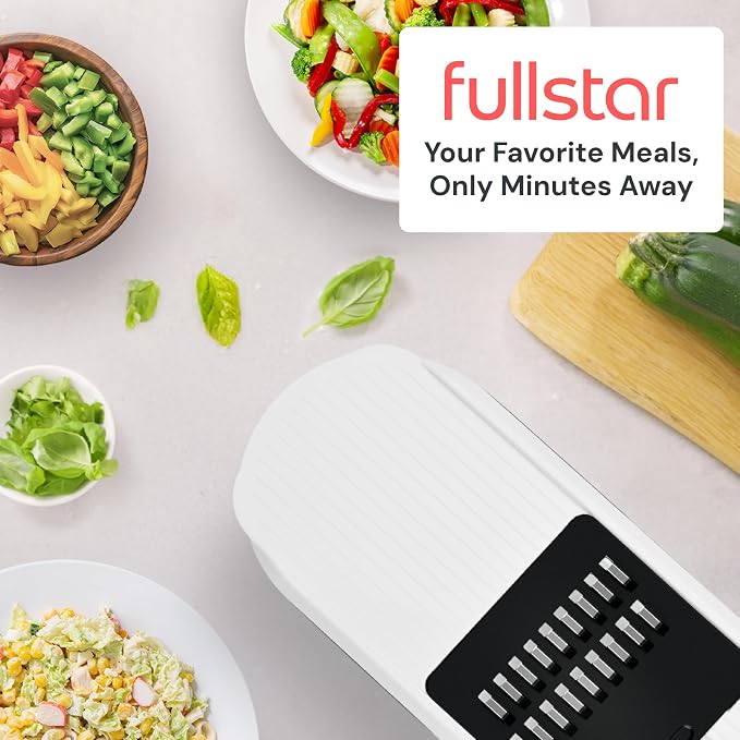 Fullstar Core Vegetable Chopper - Chop and Slice Lid - Food Chopper with Container, Veggie Chopper, Fruit Slicer, Onion Dicer - Meal Prep Essential - Kitchen Gadgets and Gifts (6-in-1, Full White)