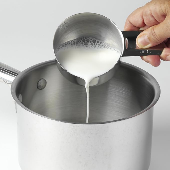 KitchenMade professional stainless Steel Measuring Cups Set of 7– Nesting Metal Measuring Cups for Kitchen – Dry & Liquid Measurements (ML & OZ), Rust-Resistant, Dishwasher Safe, baking gadget.