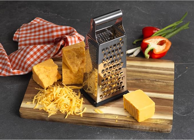 GoodCook Gourmet 4-sided Box Grater, Stainless Steel, Stay Sharp Etched Blades, Non-slip Base