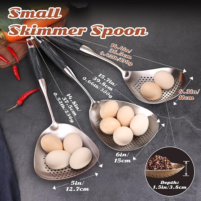 Skimmer Slotted Spoon,304 Stainless Steel Ladle/Strainer for Cooking and Frying, Pasta Strainer/Frying Spoon for Kitchen and Colander