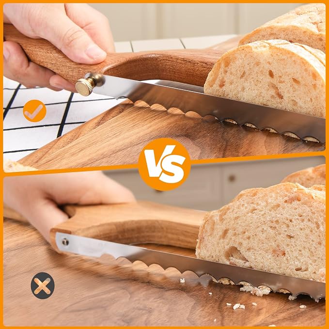 Bread Bow Knife for Sourdough, Bread Saw for Homemade Bread, Sourdough Knife Slicer Cutter for Left-handed Slicing