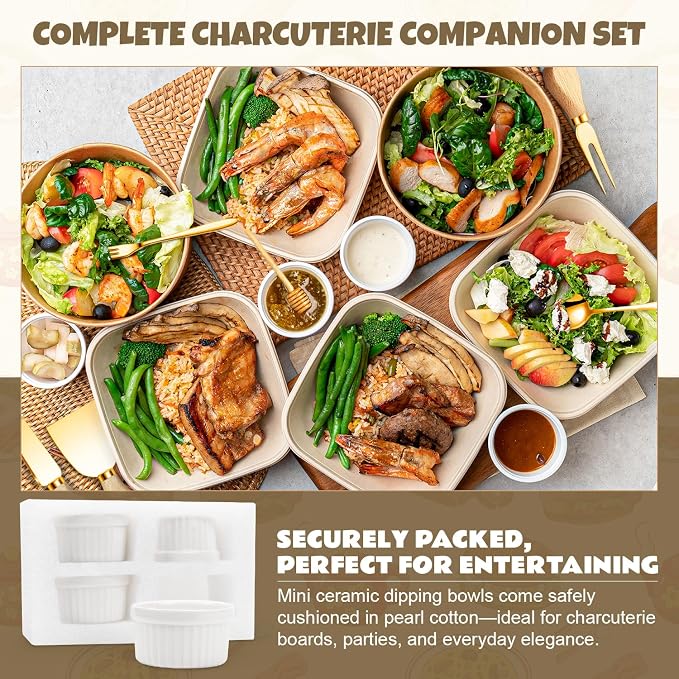 Charcuterie Boards Accessories Gold Charcuterie Utensils Cheese Spreader Knife Set Small Serving Tongs Forks and Spoons Dipping Bowls Honey Dippers Toothpick Flags for Appetizers & Serving Platters