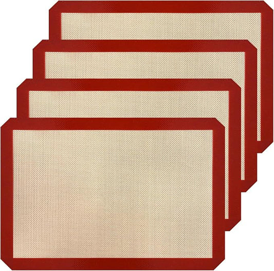 4 Pack 16.5" x 11.6" Reusable Silicone Baking Mat for Cake Pan/16 x11 Cheesecake Pan/Toaster Oven/XL Air Fryer,16" Food Grade Silicone Mat for Baking Sheet, Non-Stick&Reusable