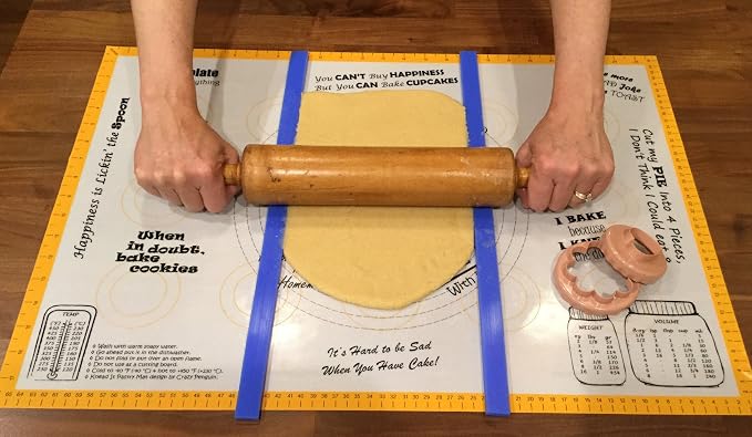 Set of 3-100% Silicone Measuring Dough Strips/Perfection Sticks/Rolling Pin Guides/Dough Guides/Pastry Ruler, Length 18 inches/3 Sizes