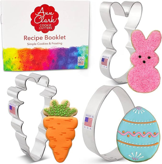 Ann Clark Cute Easter 3-Pc. Cookie Cutter Set, Made in USA, Easter Bunny, Carrot and Egg