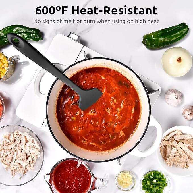 14in Extra Large Silicone Spatula: U-Taste 600ºF Heat Resistant Flexible Silicon Mixing Stirring Cooking Scraping Baking Bowl Scraper Seamless Spreader for Kitchen Nonstick Cookware (Black)