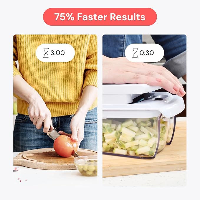 Fullstar Pro Original Vegetable Chopper & Mandoline - Chopper & Mandoline Lids - Food Chopper with Container, Fruit Slicer, Onion Dicer - All-in-One Prep Tool - Kitchen Gadgets & Gifts (8 in 1, White)