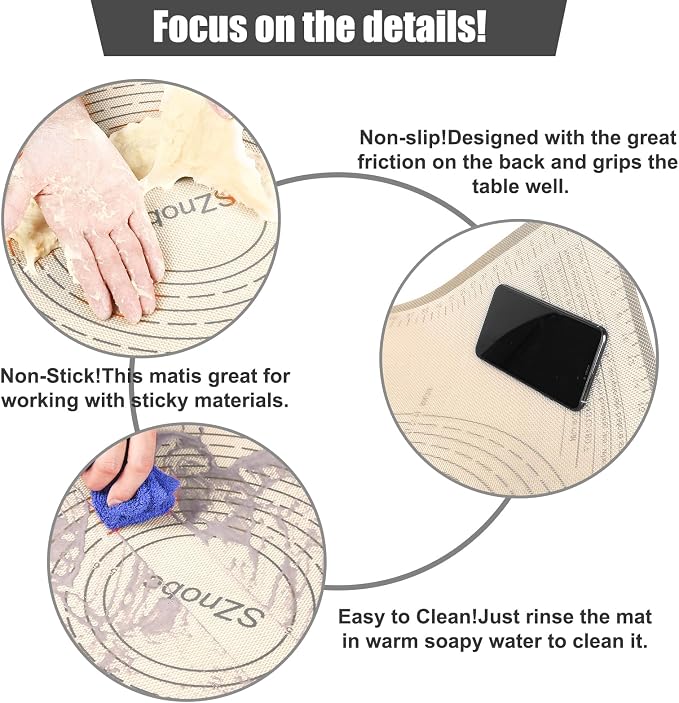 Silicone Pastry Mat 36X24 inch Baking mat Perfect for Dough, Pastry, Pie Crust, Fondant, Cookies, Bread, Pasta/Pizza,Pastry Board, Kitchen Counter Mat