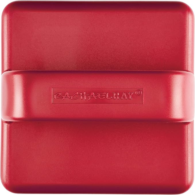 Rachael Ray Tools and Gadgets Stainless Steel Box Grater for Vegetables, Chocolate, Hard Cheeses, and more, Red(9.43 x 8.84 x 8.06 inches)