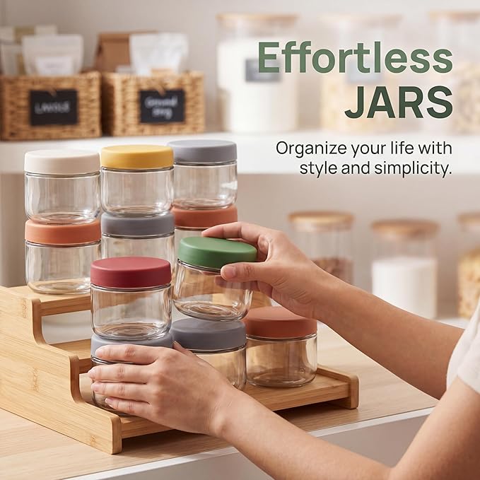 8 oz Small Glass Containers with Lids, Food Storage Jars, 6pk | Perfect for Chia Pudding Jam Snacks Yogurt Overnight Oats Candy ,Dishwasher safe,Airtight