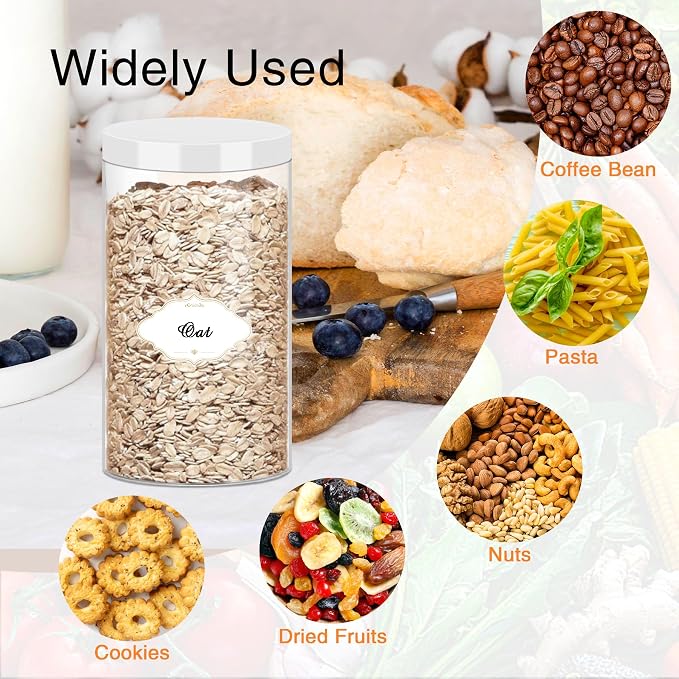 PeacePeo 32 OZ Plastic Jars with Lids, 16 Pack Large Storage Containe | Refillable Round Empty Jars with White Screw-on Lids, Wide Mouth, Reusable Household Containers for Pantry Organization