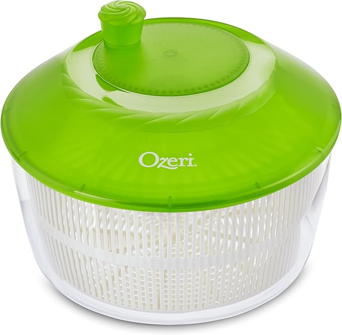 Ozeri Italian Made Fresca Salad Spinner and Serving Bowl, BPA-Free, Green, 4.4 qt