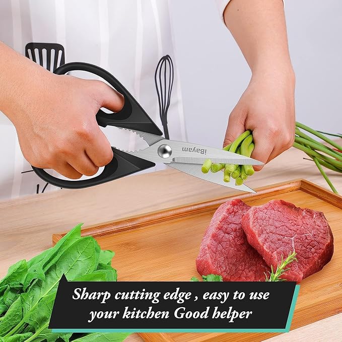 All Purpose Kitchen Shears with Protective Sheath Durable Stainless Steel Scissors, Dishwasher Safe, Soft Grip Comfort Handle