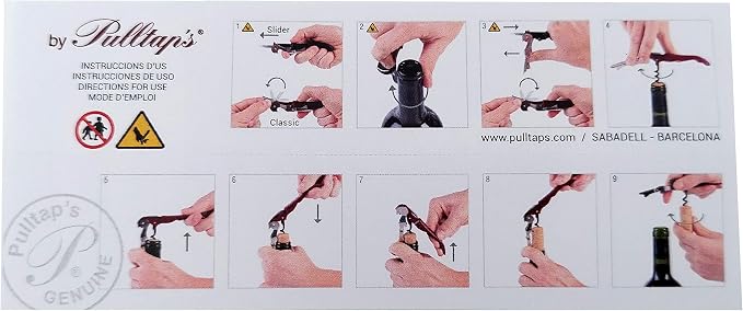 Pulltap's Genuine Classic 500 Waiter's Corkscrew – Double-Hinged Wine Key with Hinged Foil Cutter – Patented Design – Made in Spain – Light Blue (Azul)