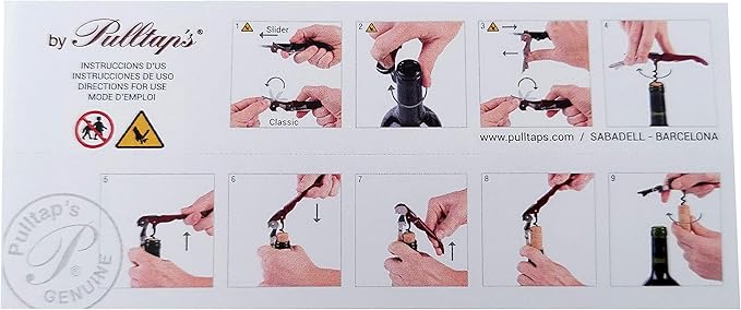 Pulltap's Genuine Classic 500 Waiter's Corkscrew – Double-Hinged Wine Key with Hinged Foil Cutter – Patented Design – Made in Spain – White (Blanco)