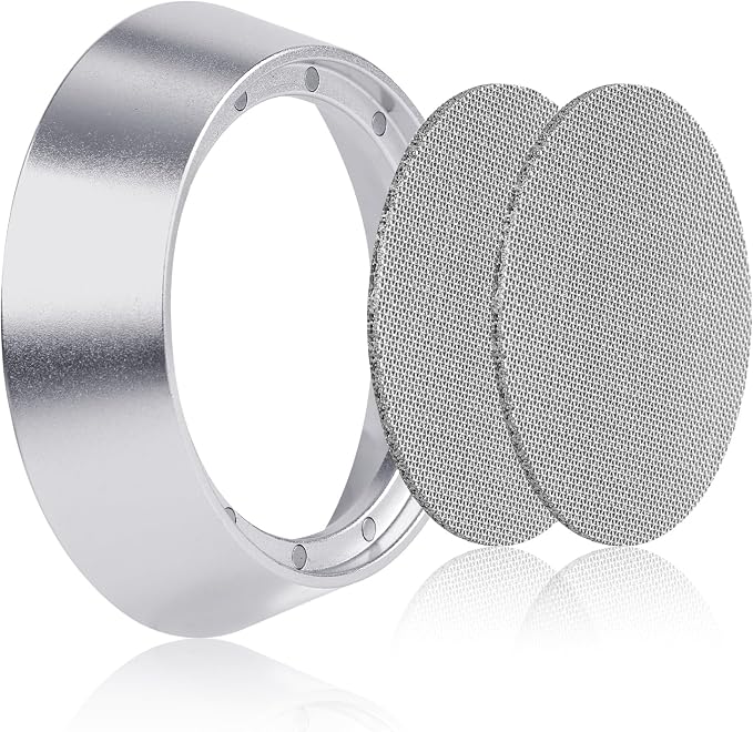 51mm 12 Magnetic Dosing Funnel, Espresso Dosing Funnel Aluminum Magnetic Portafilter Funnel with 2 Mesh Filter Coffee Dosing Ring for Kitchen Coffee Shop