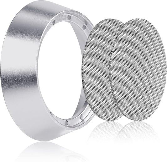 54mm12 Magnetic Dosing Funnel, Espresso Dosing Funnel Aluminum Magnetic Portafilter Funnel with 2 Mesh Filter Coffee Dosing Ring for Kitchen Coffee Shop