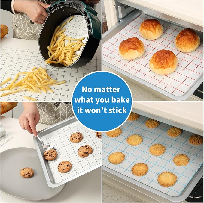 Silicone Baking Mat Roll 16IN*5FT Free Cutting, Non-Slip Pastry Mat, Non-Stick Reusable Air Fryer Liner, Oven Liners, Counter Mat, Freeze Dryer Mat, Easily Cut to Size Fit All Ovens Pans Tins Dishes
