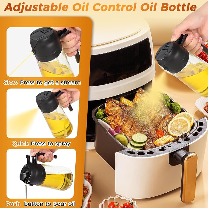Blendura Oil Sprayer 2 in 1 for Cooking Oil, 470 ml Oil Spray Bottle, Oil Sprayer Can Oil Spray and Pour for Kitchen, Cooking, Grilling, Hot Air Fryer, Salad, Baking
