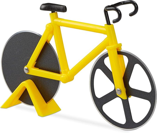 Relaxdays Stainless Steel Pizza Cutter, Funny Pizza Wheel Cutter with Cutting Wheels – Cutter Pizza Pastry Baking Kitchen Yellow