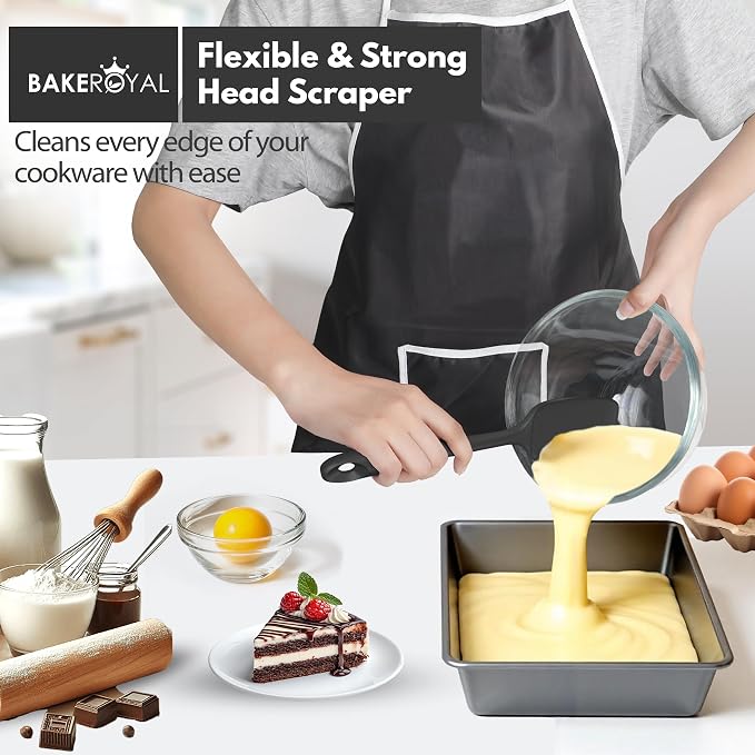 BakeRoyal Silicone Spatulas Set - Black