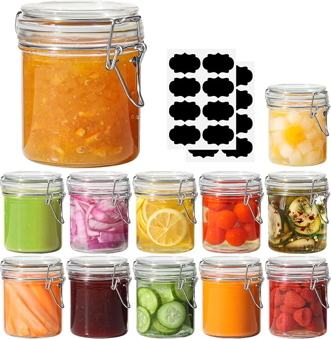 ComSaf Small 8 oz Glass Jars with Airtight Lids 12 Pack Jam Pantry | Jelly jars, Sourdough discard, Spices crafts, Pantry organization, Small size, Kitchen cabinet storage, Sourdough starter