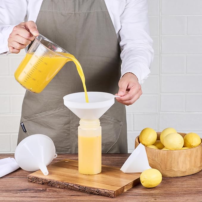 Restaurantware-Met Lux Plastic Funnel Set, 1 Pouring Tool Set - Includes 8,12, and 16-oz Funnel, 3-piece Pouring Tools, Wide Spout, For Transferring Ingredients